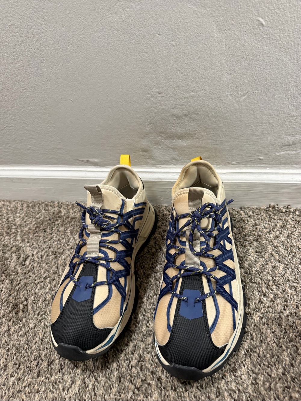 Zara Beige, Navy and Black Men's Trail-Inspired Sneakers